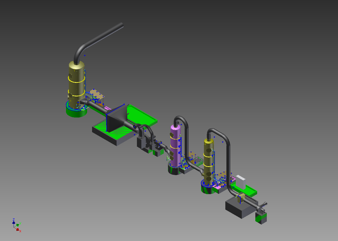 Section of a multi-staged Odor Control Scrubber System