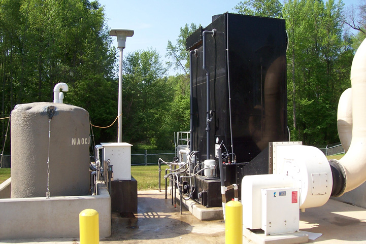 Complete Polyethylene Scrubber - Fan - Meter Pumps - Chemical Tanks